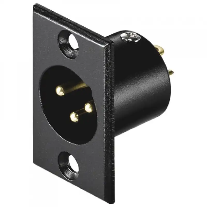Goobay Conector Chasis Micrófono XLR 3pin Macho Negro
