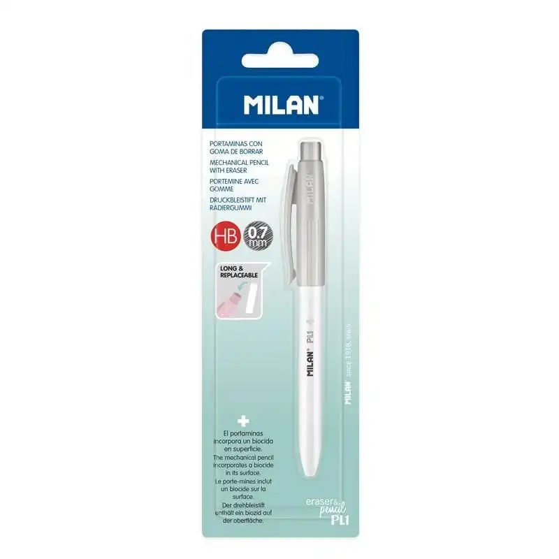 Milan PL1 Portaminas con Goma 0.7mm Gris