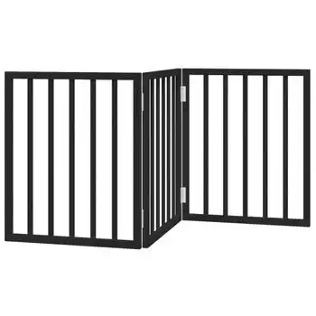 Puerta Para Perros Plegable 3 Paneles Madera Álamo Negra 150 Cm Vidaxl