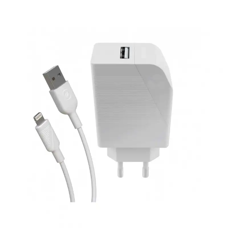 Muvit for Change Pack Cargador USB 2.4A 12W + Cable Lightning 2.4A 1.2m Blanco