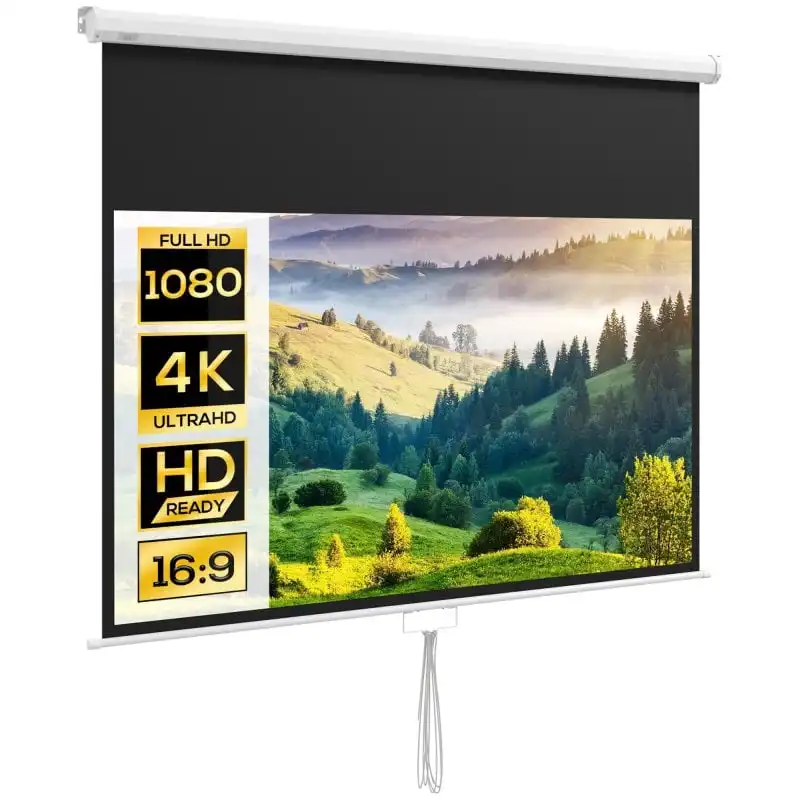 Homcom Pantalla De Proyector Manual 80 Pulgadas Formato 16:9 172x96 Cm Blanco