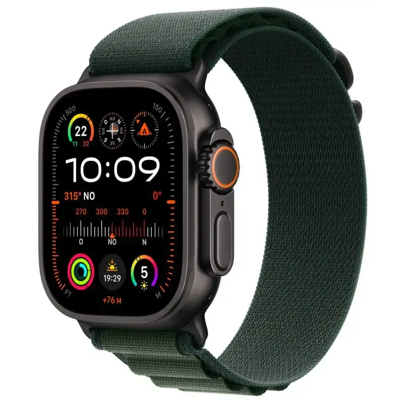 Apple Watch Ultra 2 GPS + Cellular 49mm Caja Negra Titanio con Correa Alpine Loop M Verde Oscuro