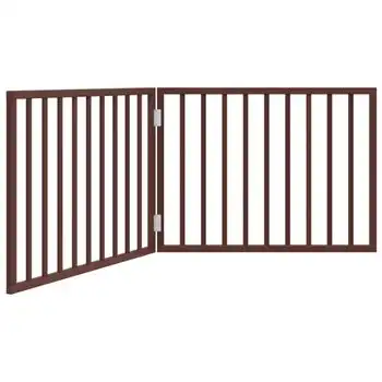 Puerta Para Perros Plegable 2 Paneles Madera Álamo Marrón 160cm Vidaxl