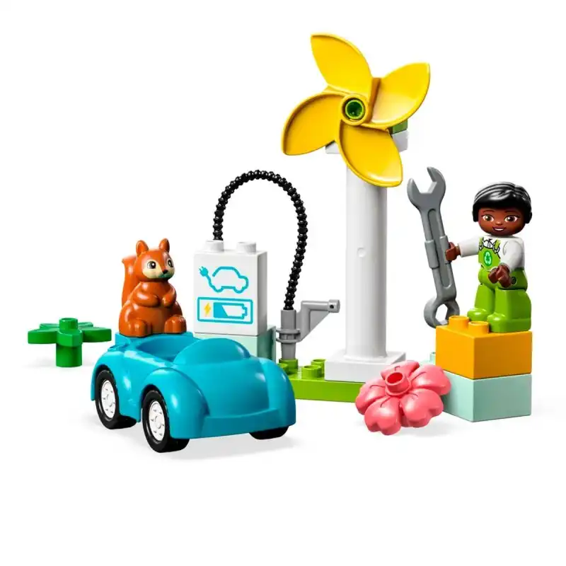 Lego Duplo Town Turbina Eólica Y Coche Eléctrico