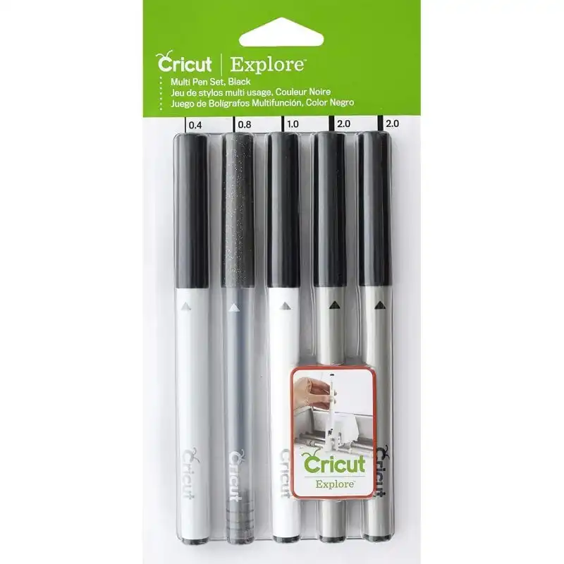 Cricut Pack de 4 Bolígrafos y Rotuladores Multifunción Negros Grosor Variado
