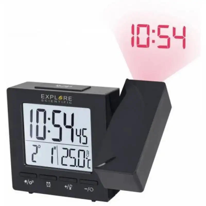 Explore Scientific RDP1001 Reloj Despertador con Proyección Negro