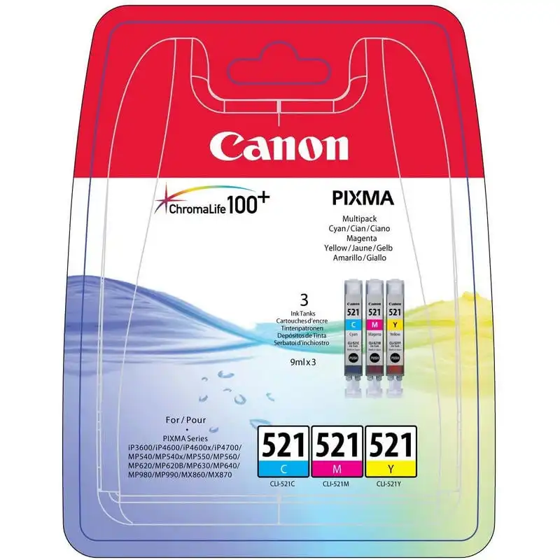 Canon CLI-521 Multipack Original Cian/Magenta/Amarillo
