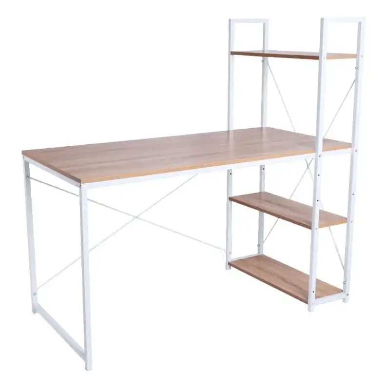 Escritorio con Estantes Kecil 120x60 cm Madera/Blanco