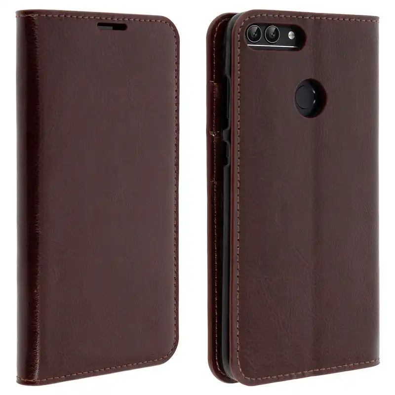 Avizar Funda Libro Cartera de Cuero Marrón para Huawei P Smart