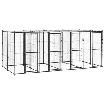 Perrera De Exterior | Jaula Para Perro | Parque Para Mascotas De Acero Con Techo 9,68 M² Cfw783938