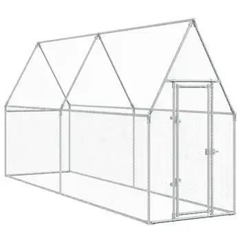 Jaula Para Gallinas Acero Galvanizado Plateado 400x100x190 Cm Vidaxl