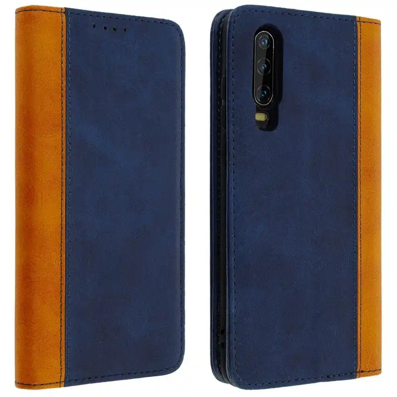 Avizar Funda Cartera Función Soporte Bicolor Azul para Huawei P30