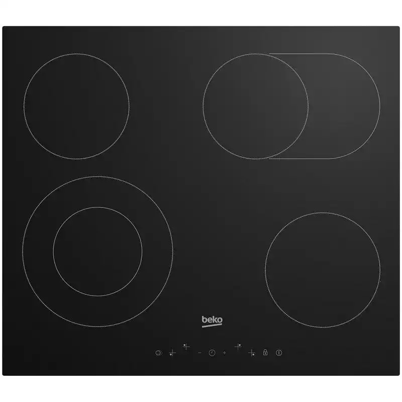 Beko HIC 64403 T Placa Vitrocerámica 4 Zonas con Duo y Zona Extensible Cristal Negro