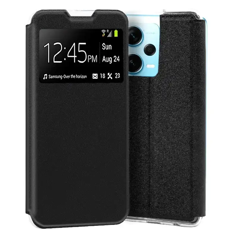 Cool Funda Flip Cover Liso Negra para Xiaomi Redmi Note 12 Pro Plus 5G