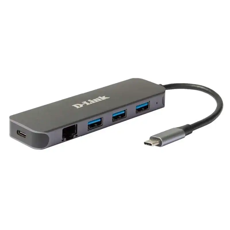 D-Link DUB-2334 Adaptador USB-C/USB a Gigabit Ethernet con 3 Puertos USB 3.0 PD 60W