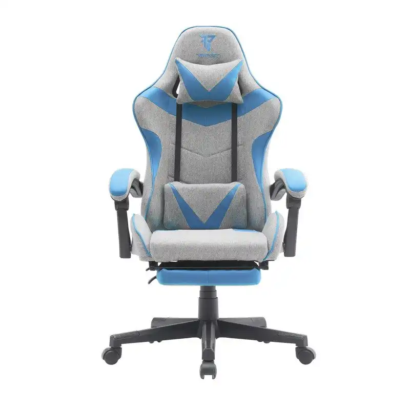 Tempest Shake Silla Gaming con Reposapiés y Masaje Gris/Azul Tela Transpirable