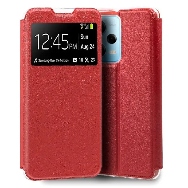 Cool Funda Flip Cover Liso Roja para Xiaomi Redmi Note 12 Pro 5G