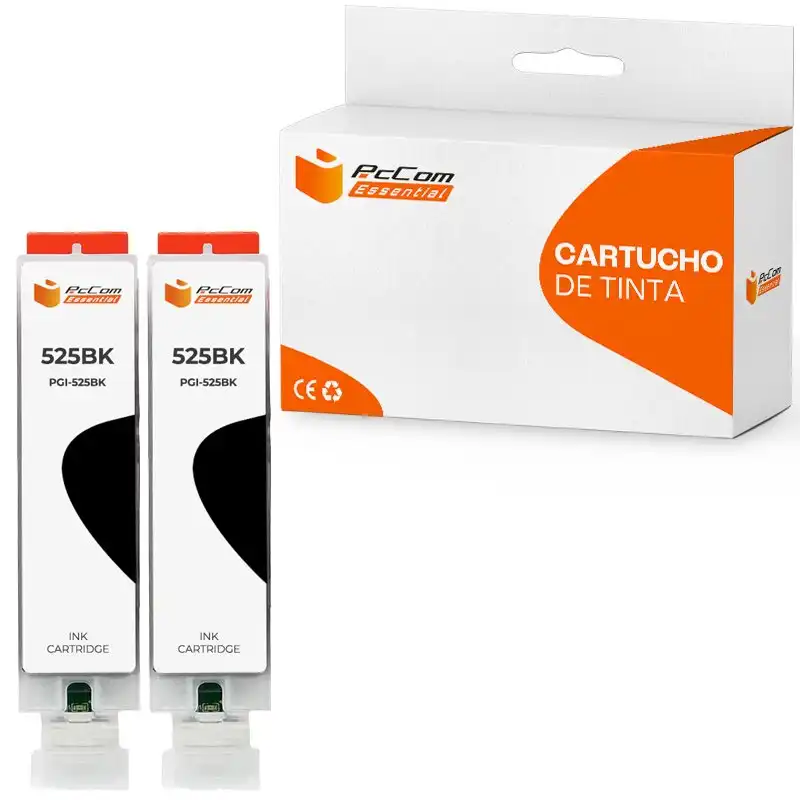 Pccom Essential Canon Pgi525 Cartucho Tinta Compatible Negro Pack 2