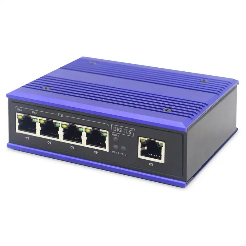 Digitus Switch PoE 4 Puertos + 1 Puerto de Enlace Rango de Temperatura Extendido