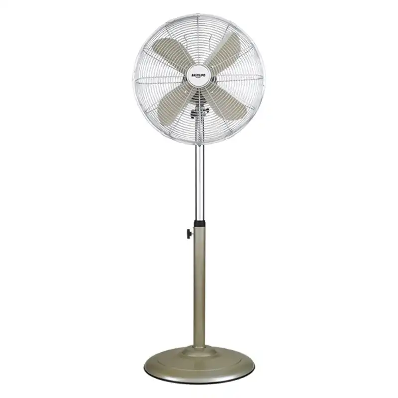 Bastilipo - Palma Ventilador De Pie Metálico, 50 W, Acero Inoxidable, 3 Velocidades, Color Champagne
