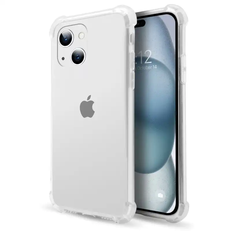 PcCom Essential Funda Antishock Transparente para iPhone 15 Plus