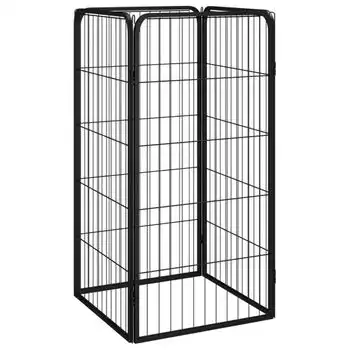 Jaula Perros 4 Paneles | Perrera Exterior Acero Recubierto En Polvo Negro 50x100cm Cfw765840