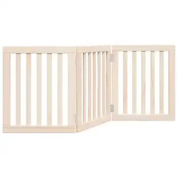 Puerta Para Perros Plegable 3 Paneles Madera De Álamo 150 Cm Vidaxl