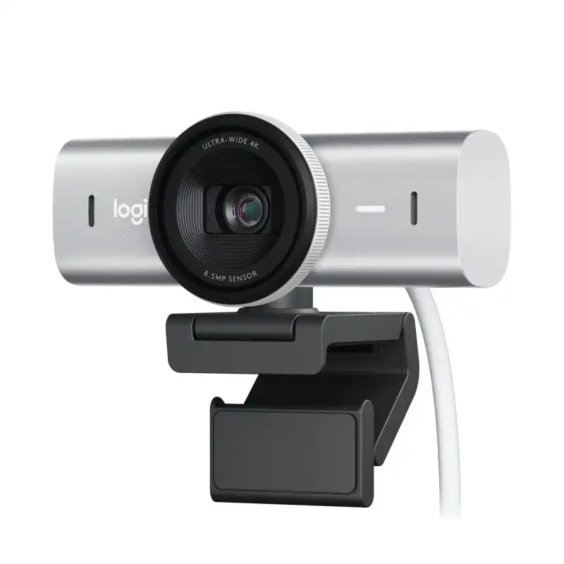 Logitech MX Brio Webcam para Colaboración y Streaming 4K con Dos Micrófonos Reductores de Ruido Gris