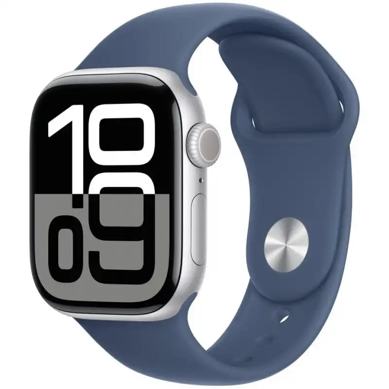 Apple Watch Series 10 GPS + Cellular 42mm Caja de Aluminio Plata con Correa Deportiva Azul Denim S/M