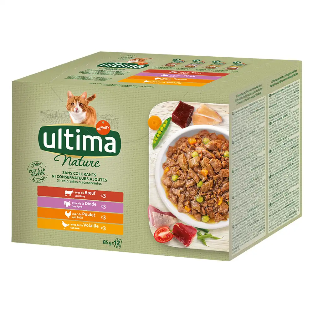 Ultima Nature comida húmeda para gatos - 48 x 85 g - Selección de carnes (vacuno, pavo, pollo, aves de corral)