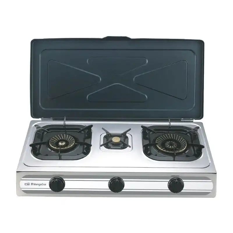 Orbegozo FO 3500 Hornillo de Gas Butano/Propano 3 Zonas Acero Inoxidable