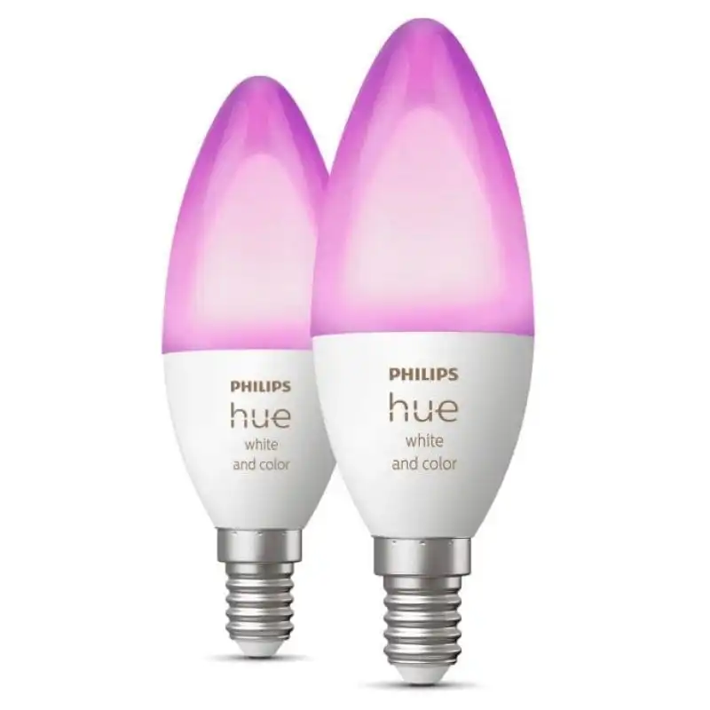 Philips Hue White and Color Ambiance Pack 2 Bombillas LED Inteligentes Vela E14 4W RGB