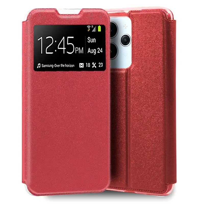 Cool Funda Flip Cover Liso Rojo para Xiaomi Redmi 12