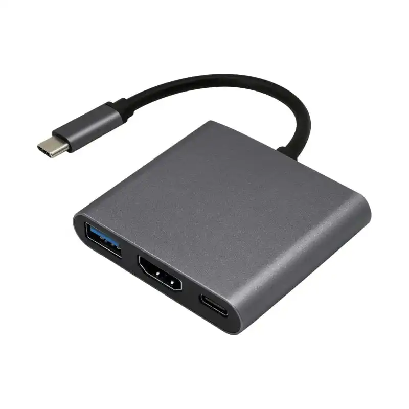 OcioDual Cable Adaptador de USB Tipo C a USB 3.1 y Salida HDTV Audio Video Datos Plata