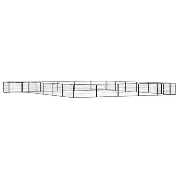 Jaula Perros 24 Paneles | Perrera Exterior Acero Recubierto Polvo Negro 100x50 Cm Cfw765824