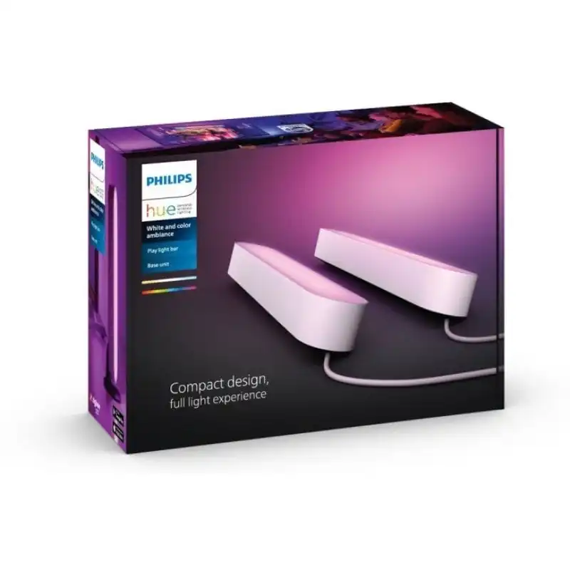 Philips Hue Play Pack de 2 Barras de Luz Regulable Blanca + Alimentador