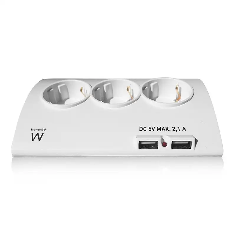 Ewent Regleta 3x Schuko 2xUSB Blanca