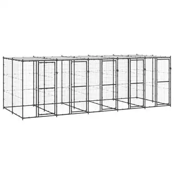 Perrera De Exterior | Jaula Para Perro | Parque Para Mascotas De Acero Con Techo 12,1 M² Cfw783920