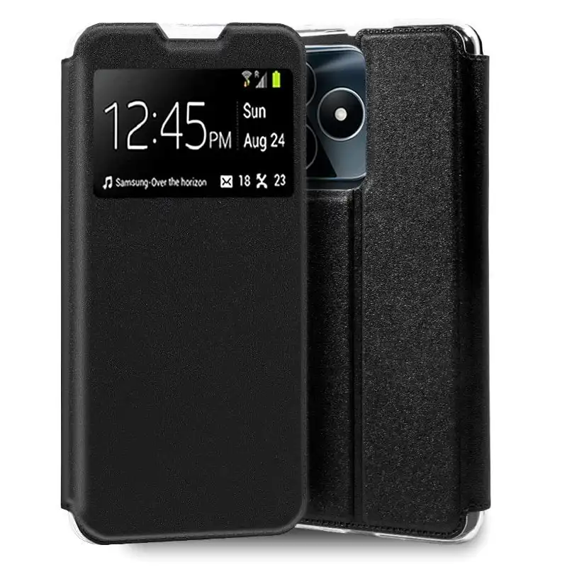 Cool Funda Flip Cover Liso Negro para Realme C53