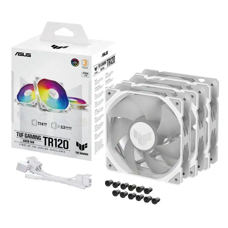 ASUS TUF Gaming TR120 ARGB Fan Triple Pack Ventilador Suplementario 120mm Blanco