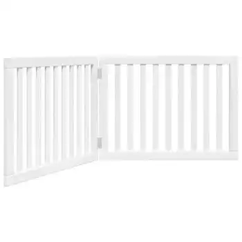 Puerta Para Perros Plegable 2 Paneles Madera Álamo Blanca 160cm Vidaxl
