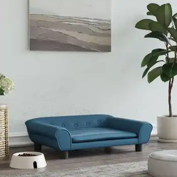Cama Para Perros De Terciopelo Azul 70x48x22 Cm