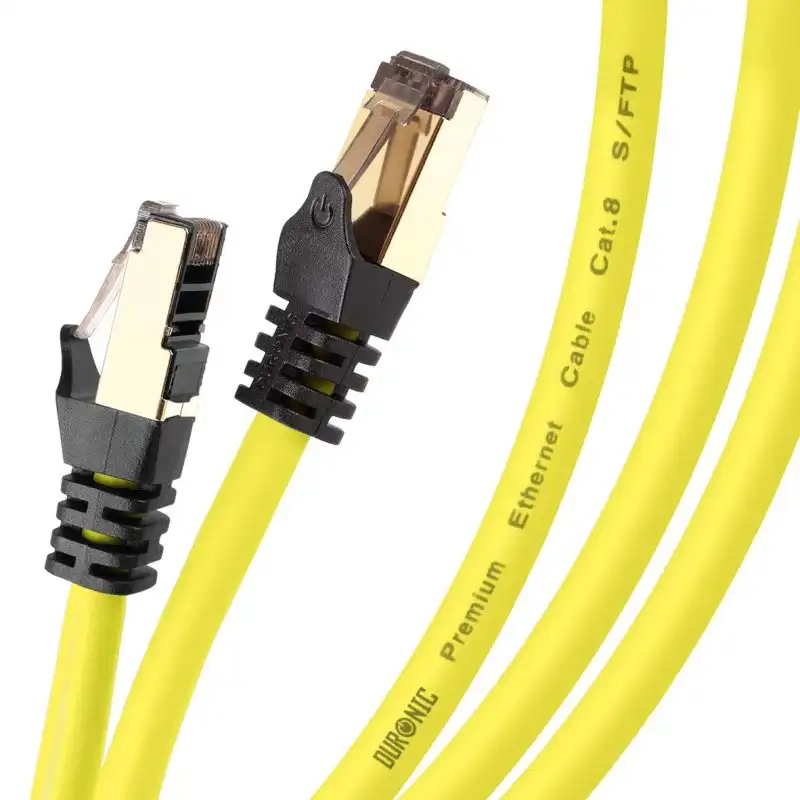 Duronic YW Cable de Red Trenzado Cat.8 RJ45 1.5m Amarillo