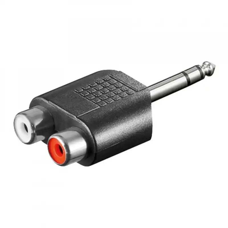 Goobay Adaptador Audio Estéreo 2xRCA a Jack 6.35mm Negro