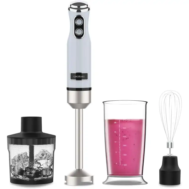 Cecotec Power RetroBlue 1200MAX Crean&Crush Batidora de Mano Retro 4 Cuchillas 0.5L 1200W Azul