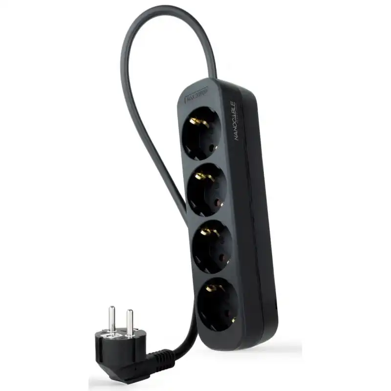 Nanocable Regleta de Enchufes con 4 Tomas Tipo F 1.4m Negro