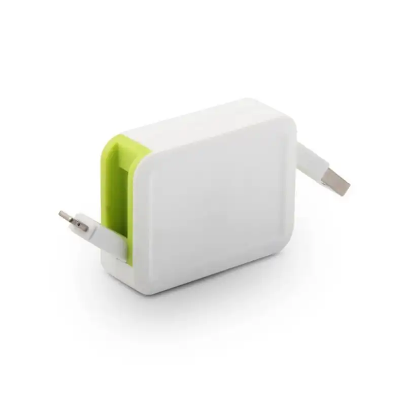 Muvit Cable USB-Lightning MFI 2.4A Retráctil hasta 80cm Blanco/Verde