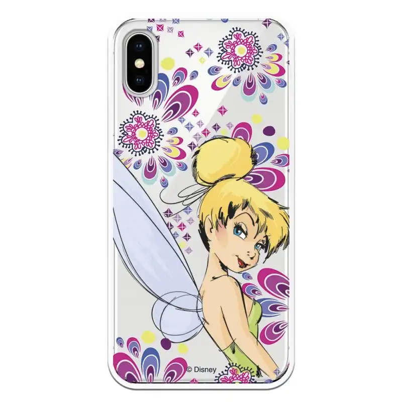 Funda Oficial Disney Campanilla Peter Pan Flores Transparente para iPhone X