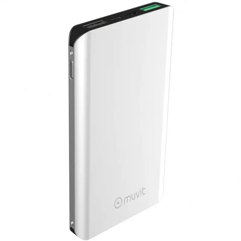 Muvit Powerbank 10000 mAh USB QC 3.0 + 2 MicroUSB + Tipo C Plata