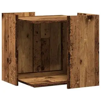 Mueble Arenero De Gatos Madera Ingeniería Envejecida 53x53x51cm Vidaxl
